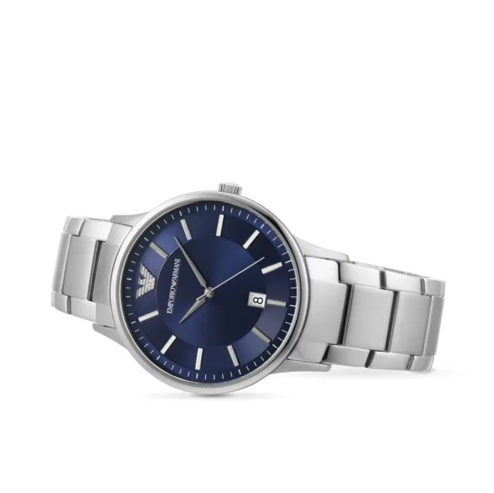 Emporio Armani Men's AR11180 Silver-Tone Stainless Steel Watch with Blue Dial - Image 6